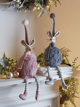 set-of-2-dangly-leg-mice-christmas-decorations-in-grey-and-pink