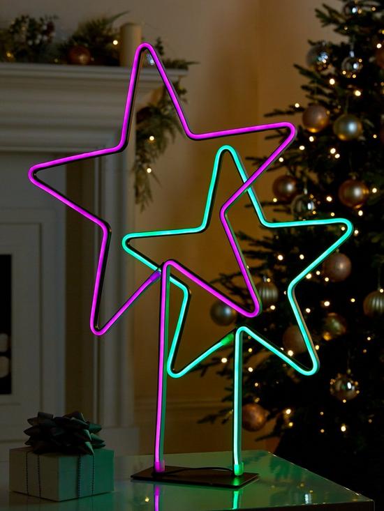 front image of duo-neon-star-room-light-christmas-decoration
