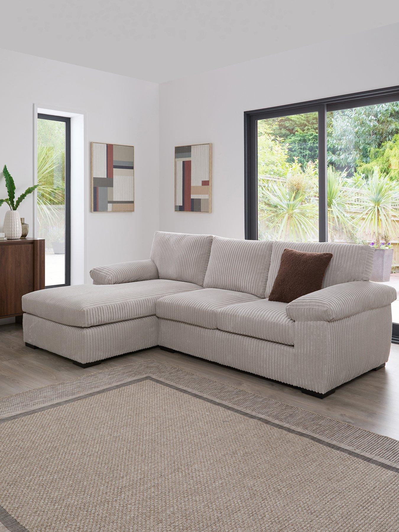Image 1 of 6 of The Very Collection Amalfi Standard Back Fabric Left Hand 3 seater Chaise Sofa - Silver - FSC&reg; Certified