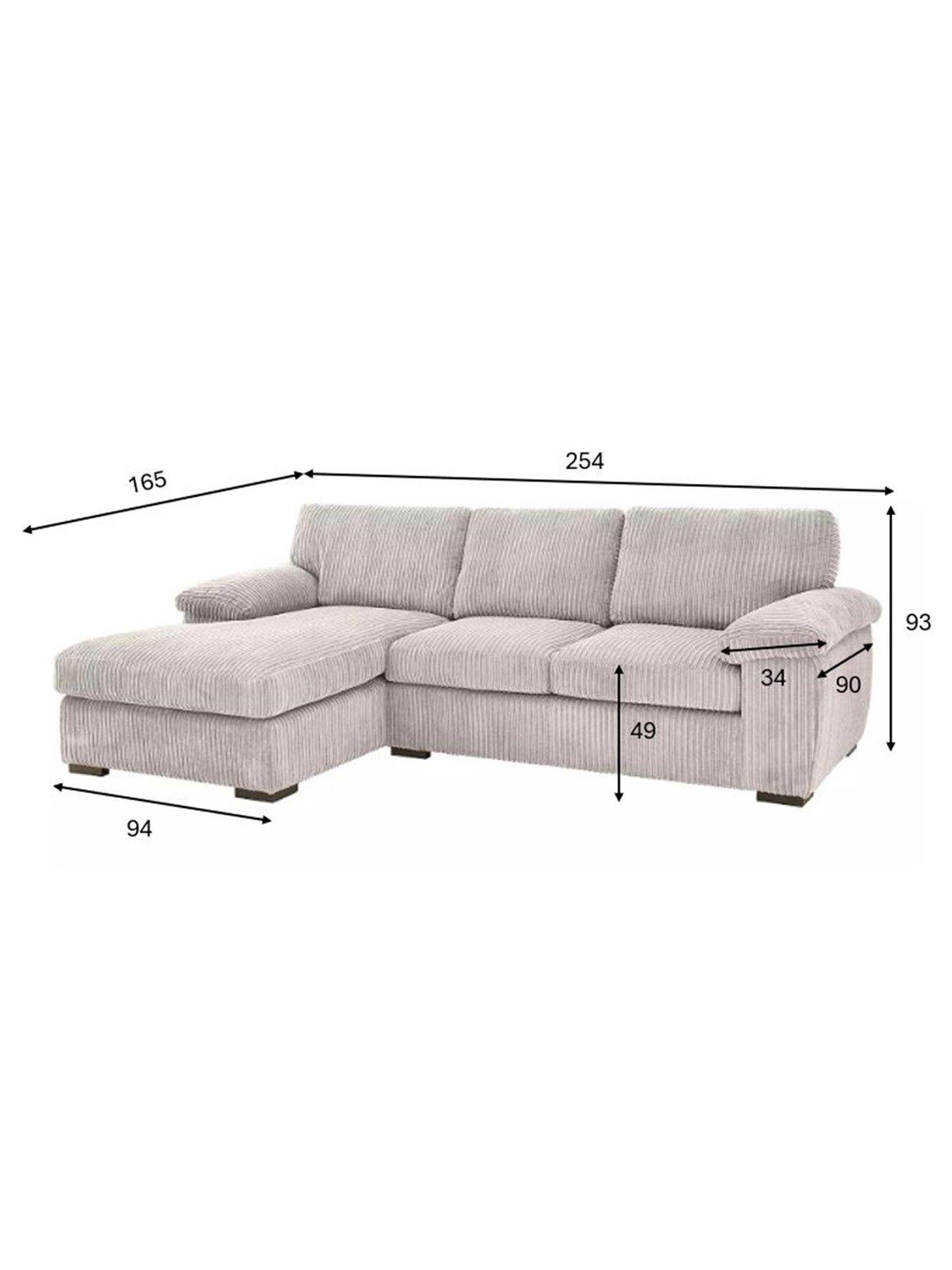 Image 5 of 6 of The Very Collection Amalfi Standard Back Fabric Left Hand 3 seater Chaise Sofa - Silver - FSC&reg; Certified