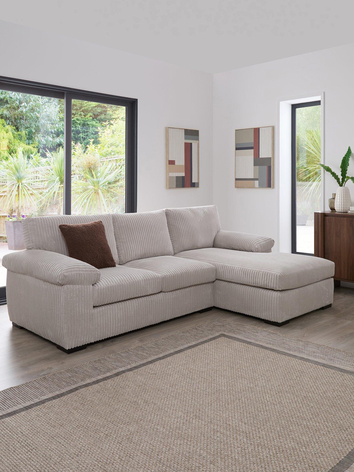 Image 1 of 6 of The Very Collection Amalfi Standard Back Fabric Right Hand 3 seater Chaise Sofa - Silver - FSC&reg; Certified