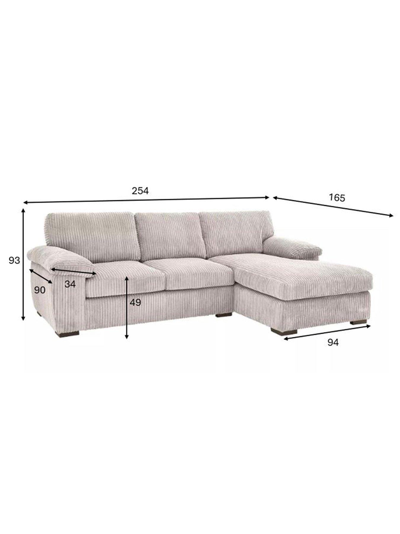 Image 5 of 6 of The Very Collection Amalfi Standard Back Fabric Right Hand 3 seater Chaise Sofa - Silver - FSC&reg; Certified