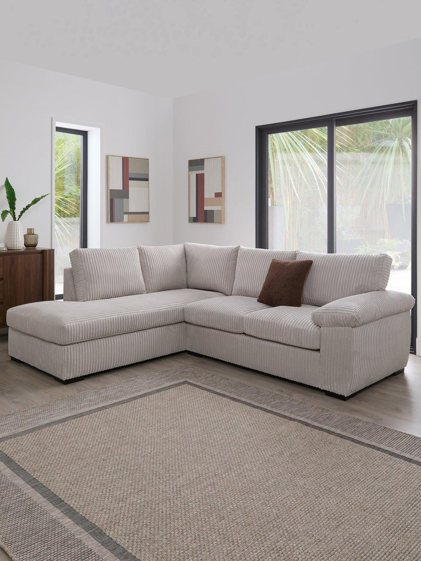 Image 1 of 6 of The Very Collection Amalfi Standard Back Fabric Left Hand Corner Chaise Sofa - Silver - FSC&reg; Certified
