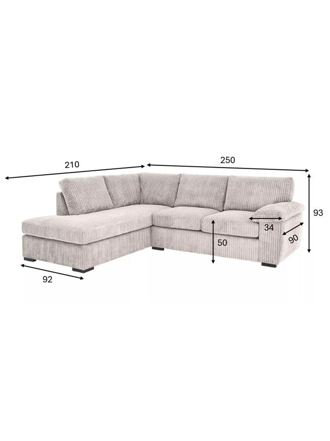 Image 5 of 6 of The Very Collection Amalfi Standard Back Fabric Left Hand Corner Chaise Sofa - Silver - FSC&reg; Certified