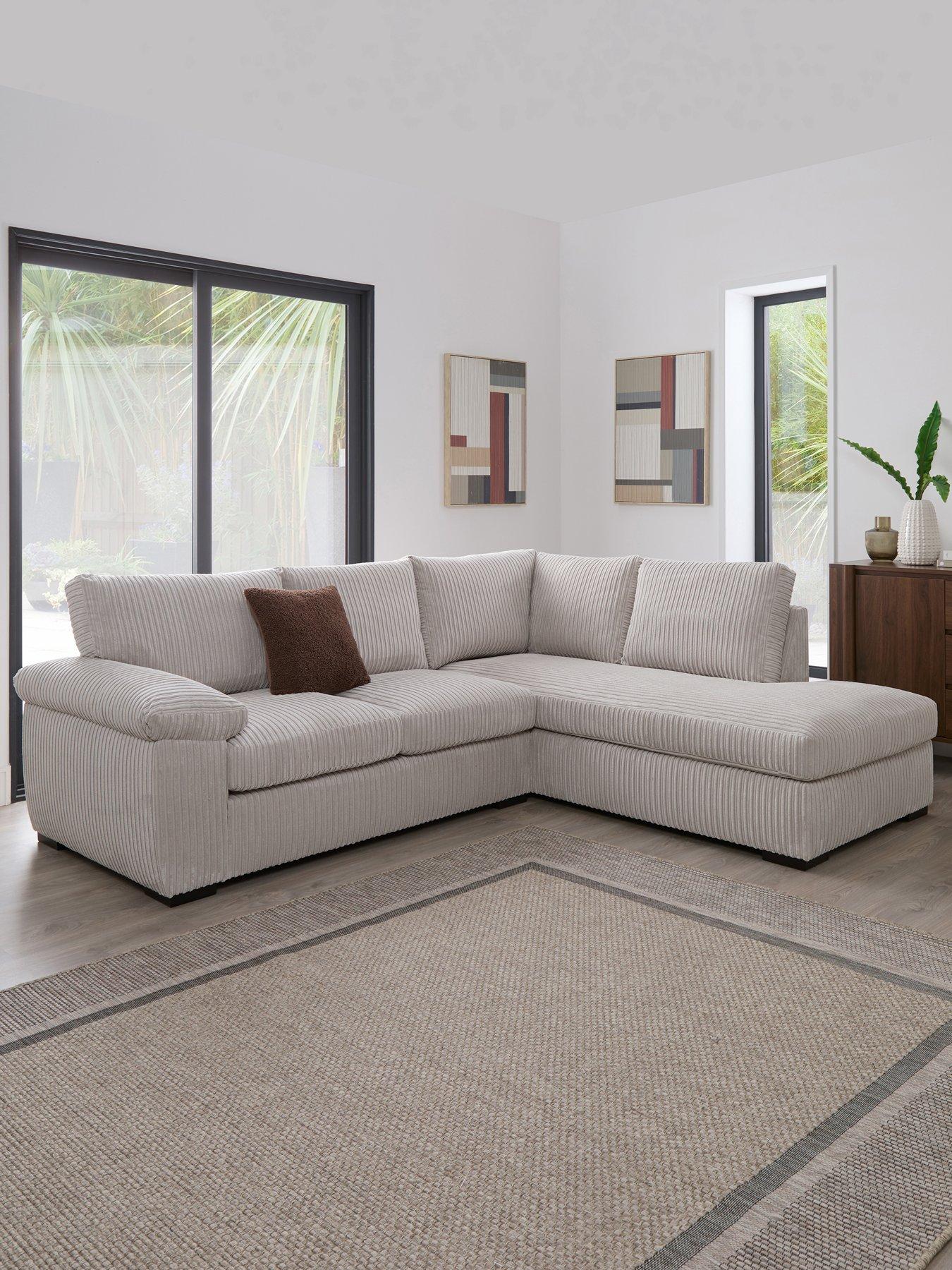 The Very Collection Amalfi Standard Back Fabric Right Hand Corner Chaise Sofa - Silver - FSC® Certified