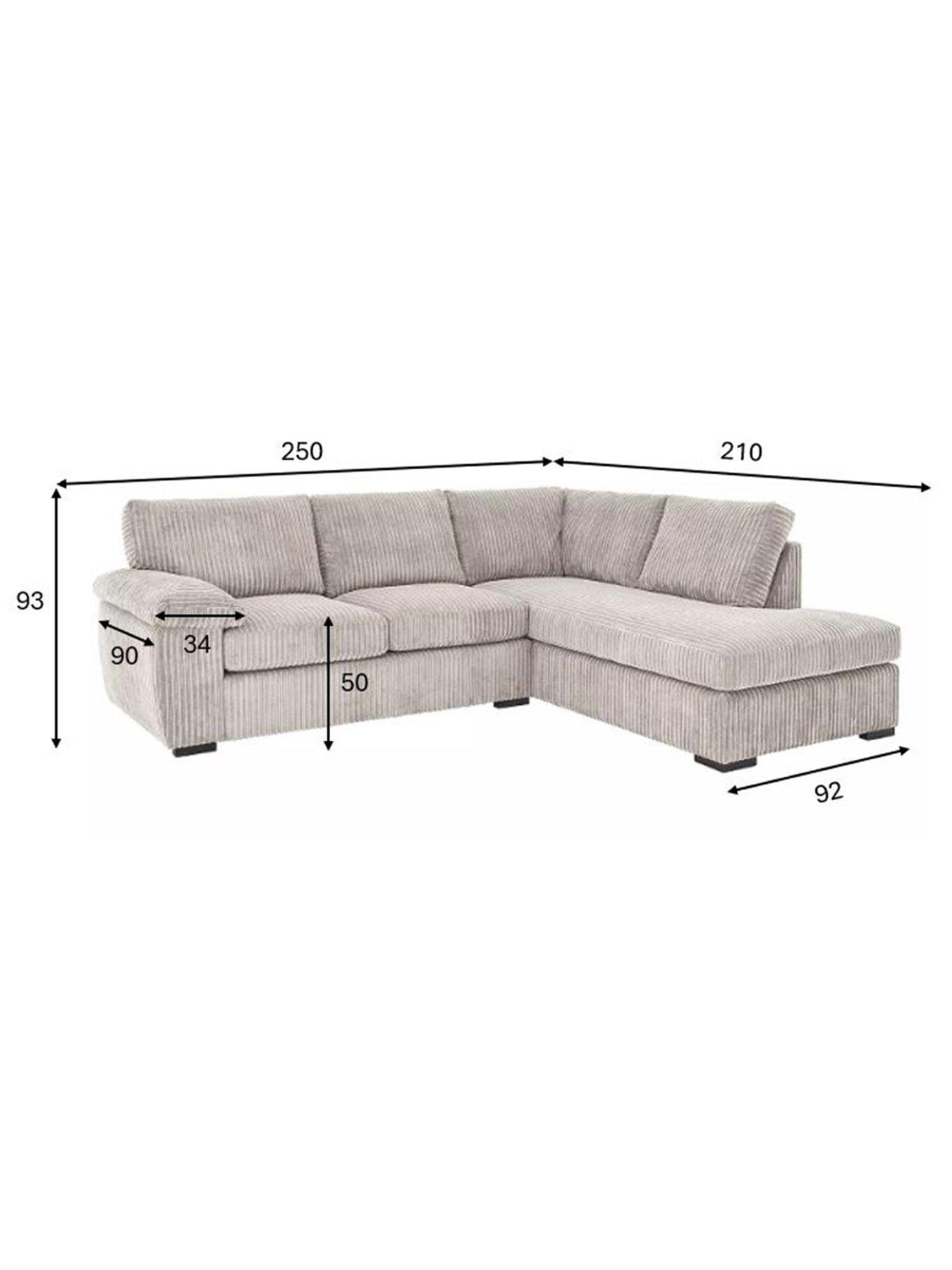 Image 5 of 6 of The Very Collection Amalfi Standard Back Fabric Right Hand Corner Chaise Sofa - Silver - FSC&reg; Certified