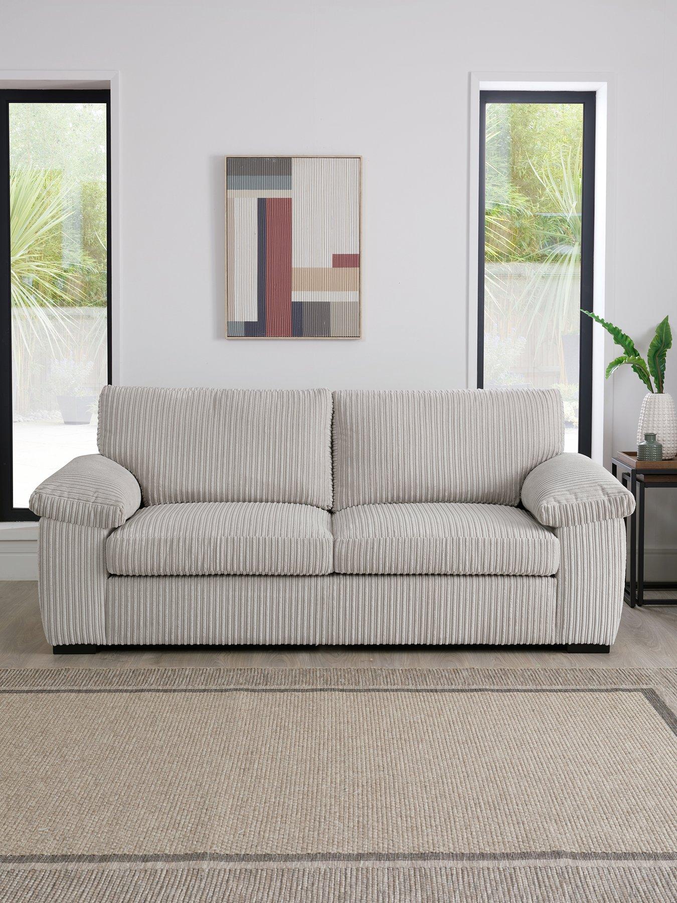 The Very Collection Amalfi Standard Back Fabric 3 Seater Sofa - Silver - FSC® Certified