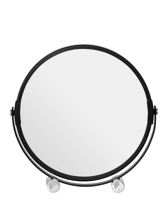 front image of premier-housewares-black-metal-magnifying-shaving-mirror