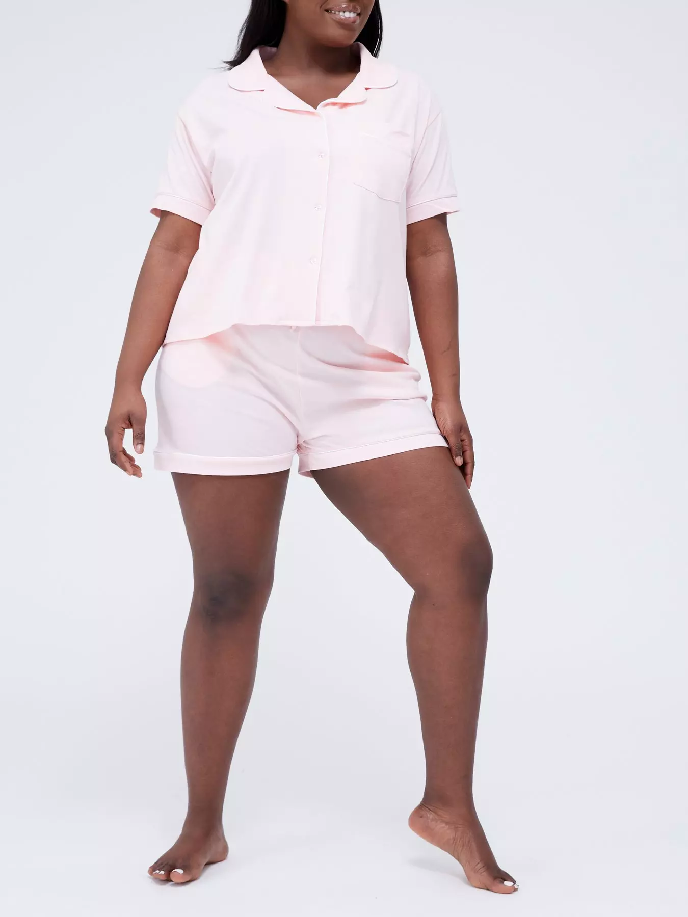 In The Style Curve In The Style Curve X Billie Faiers Soft Touch Cropped Top And Shorts Pyjamas Blush Littlewoods Com