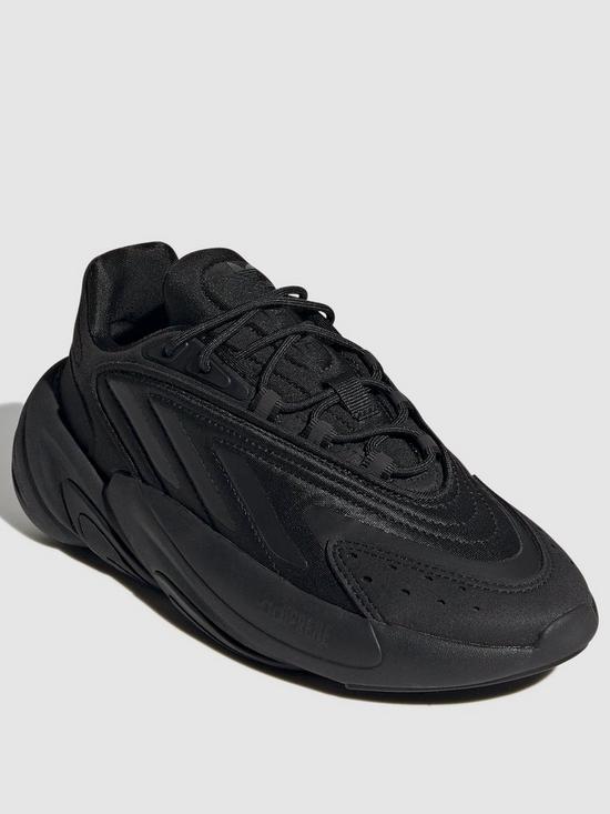 front image of adidas-originals-junior-ozelia-trainers-triple-black