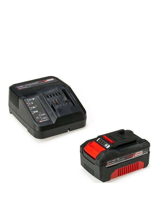front image of einhell-power-x-change-18v-40ah-battery-amp-charger-kit