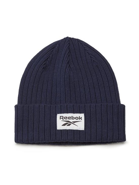 front image of reebok-beanie-hat-navy
