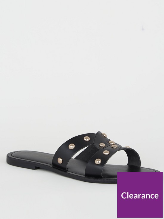 front image of new-look-flat-studded-sandal-black