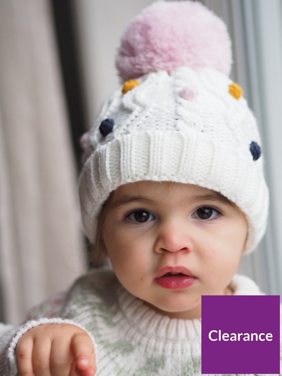 stillFront image of v-by-very-younger-girls-bobble-detail-hat-ivory