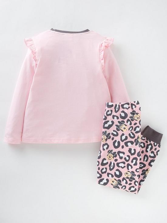 back image of minnie-mouse-girls-minnie-mouse-animal-print-frill-pyjamas--nbsppinknbsp