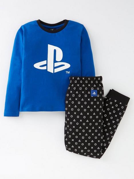 playstation-boys-playstation-logo-long-sleeve-pyjamas-blue