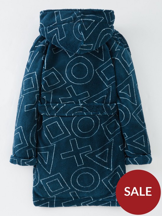 back image of playstation-boys-playstation-all-over-print-dressing-gown-navy