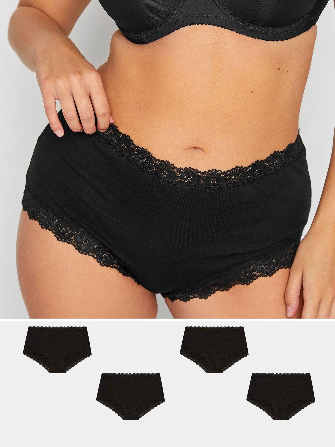 Yours Lace Trim Short (4 Pack) - Black