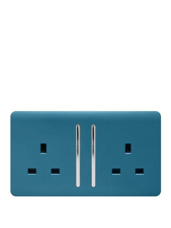 front image of trendiswitch-2g-13a-switched-socket-ocean-blue