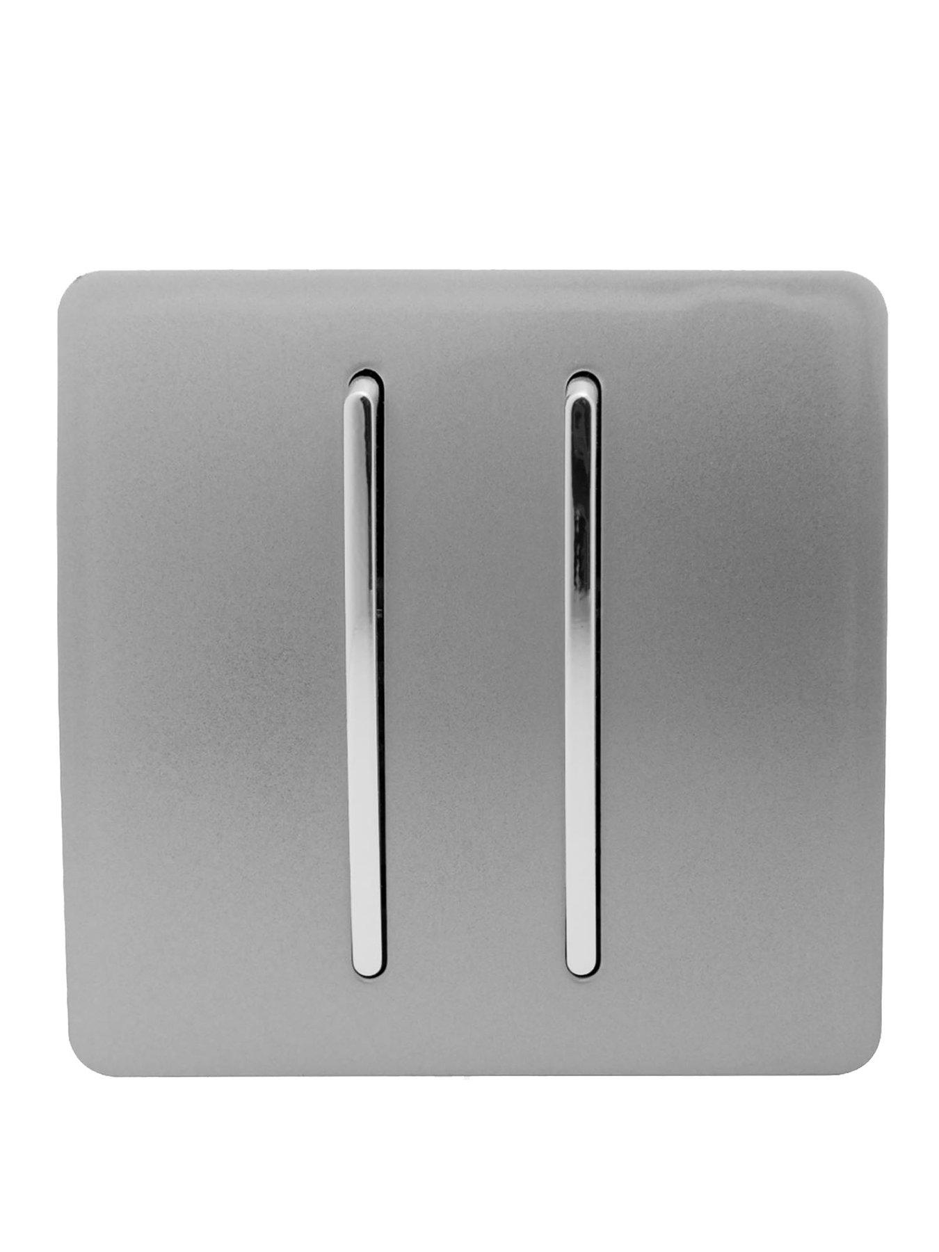 TrendiSwitch 2G 2W 10A Light Switch Light Grey