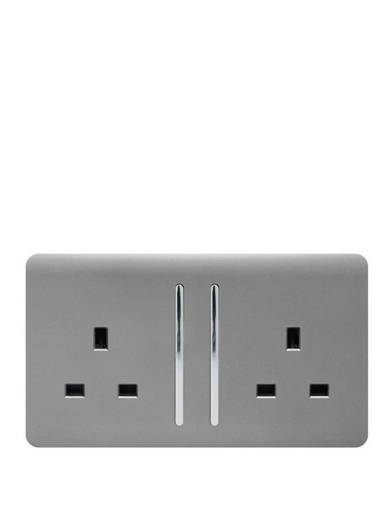 front image of trendiswitch-2g-13a-switched-socket-light-grey