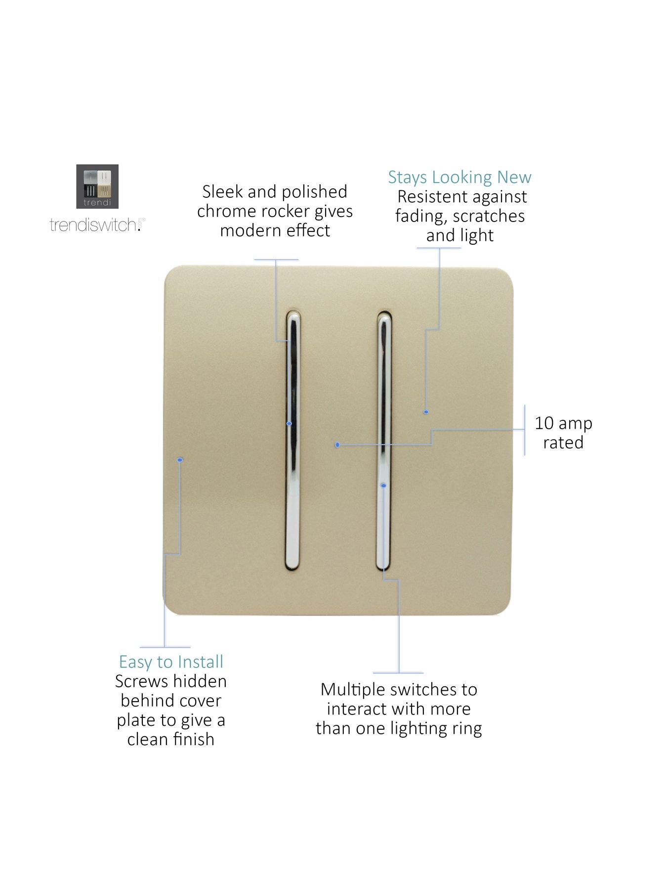 TrendiSwitch 2G 2W 10A Light Switch Gold
