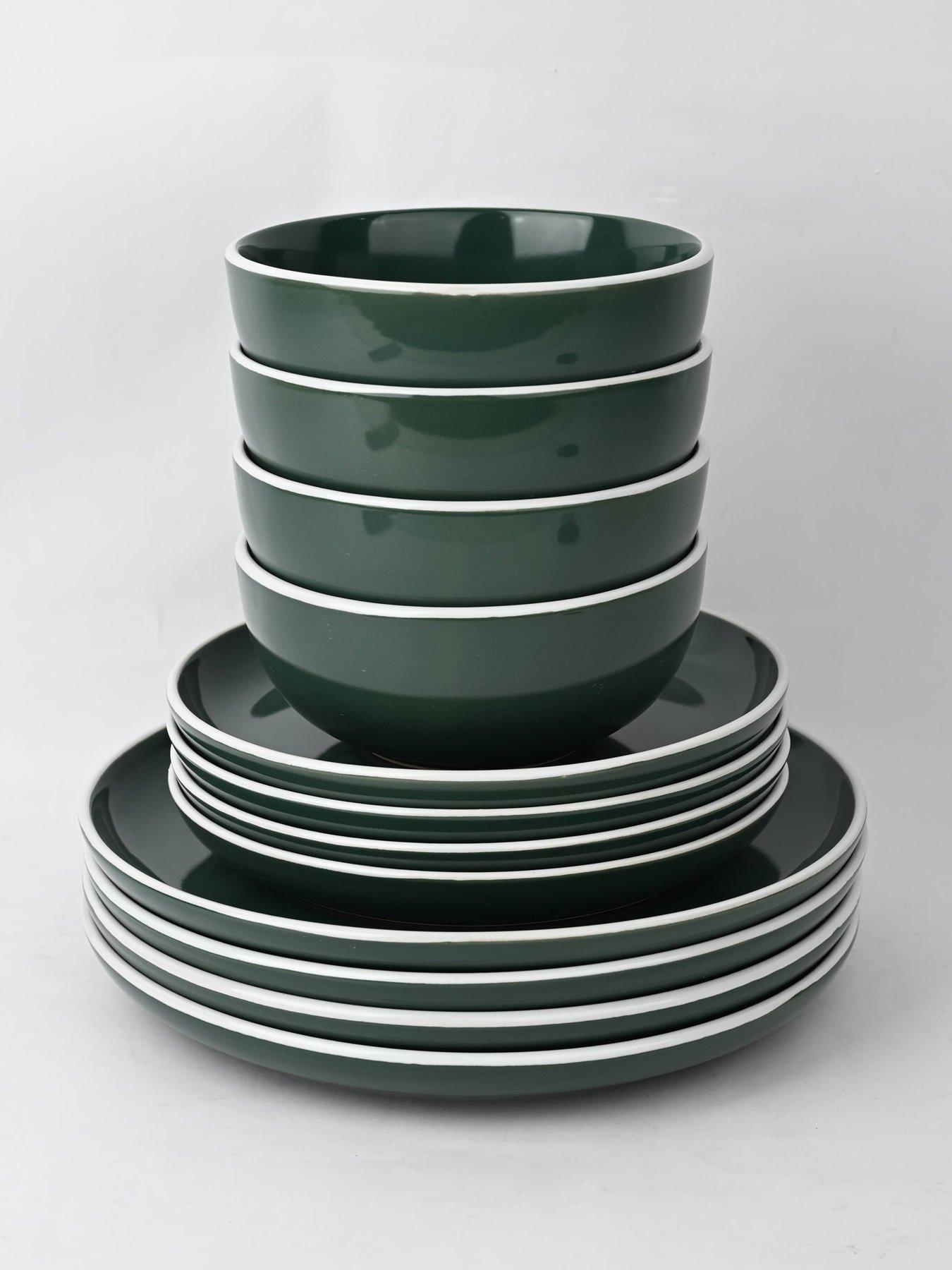 Image 2 of 6 of WATERSIDE 12-Piece Dinner Set in Emerald Green
