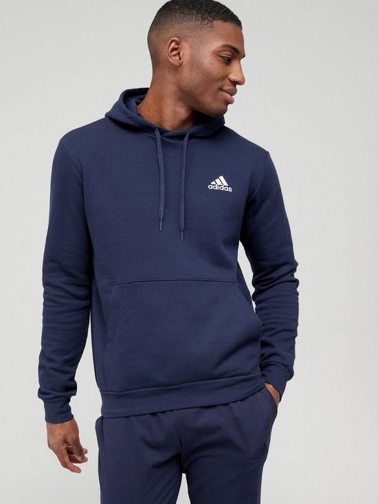 front image of adidas-feel-cozynbsppullover-hoodie-navywhite