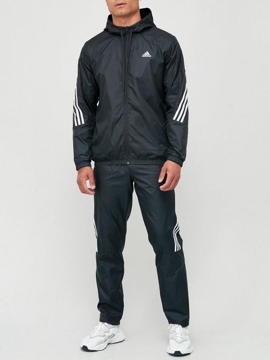front image of adidas-mts-woven-hooded-track-suit-black