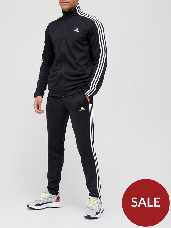 front image of adidas-mts-doubleknit-tapered-tracksuit-blackwhite