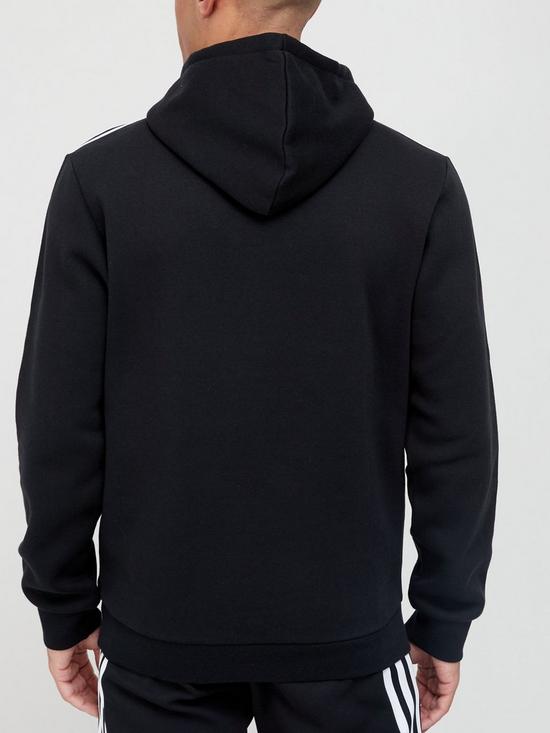 stillFront image of adidas-sportswear-essentials-fleece-3-stripes-logo-hoodie-blackwhite