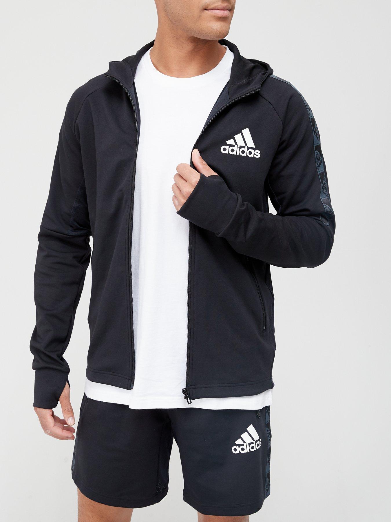 adidas tape hoodie black