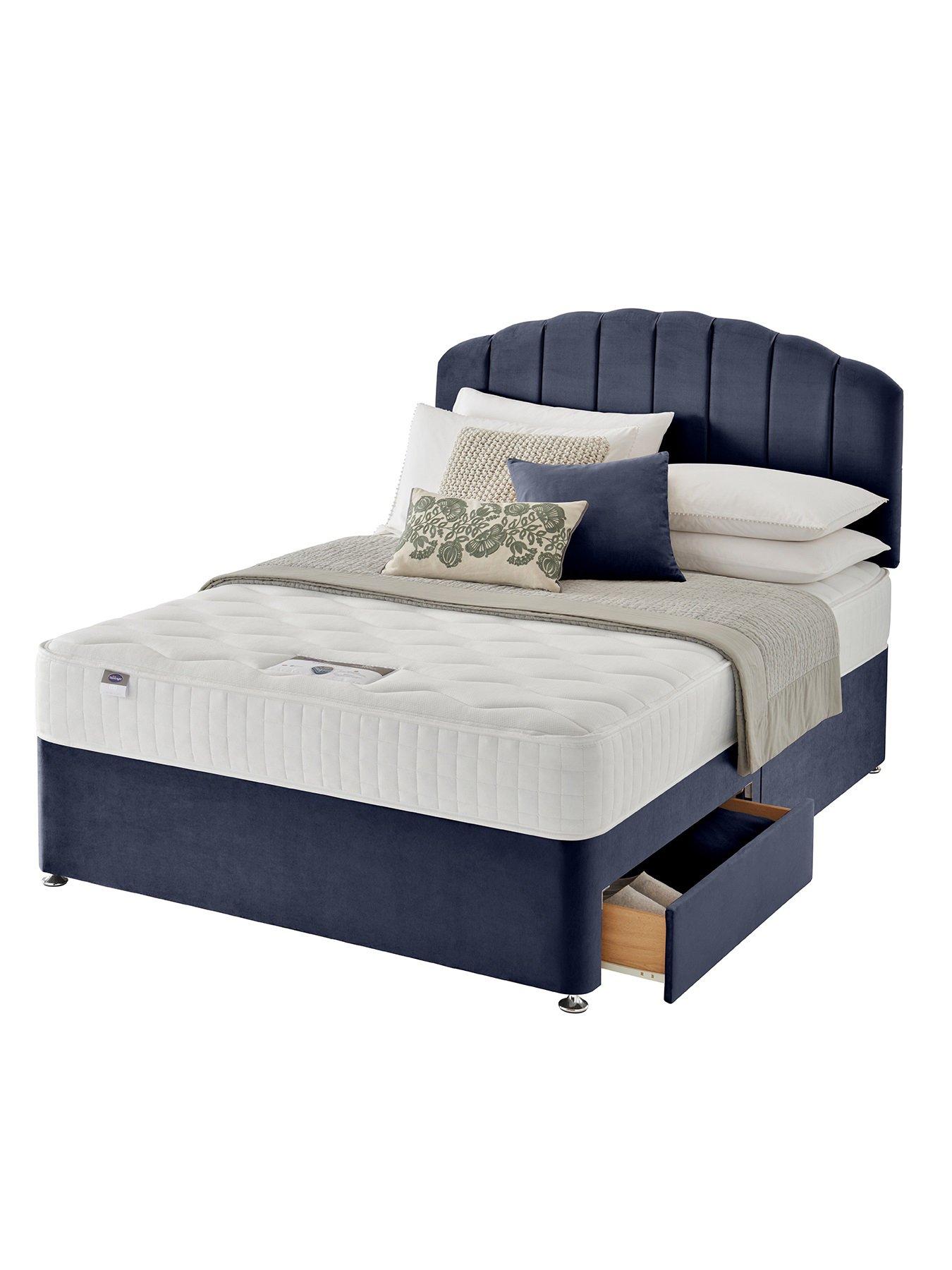 Silentnight Ava 1000 Pocket Memory. Medium Firm, Divan Bed (Headboard Included) - Velvet
