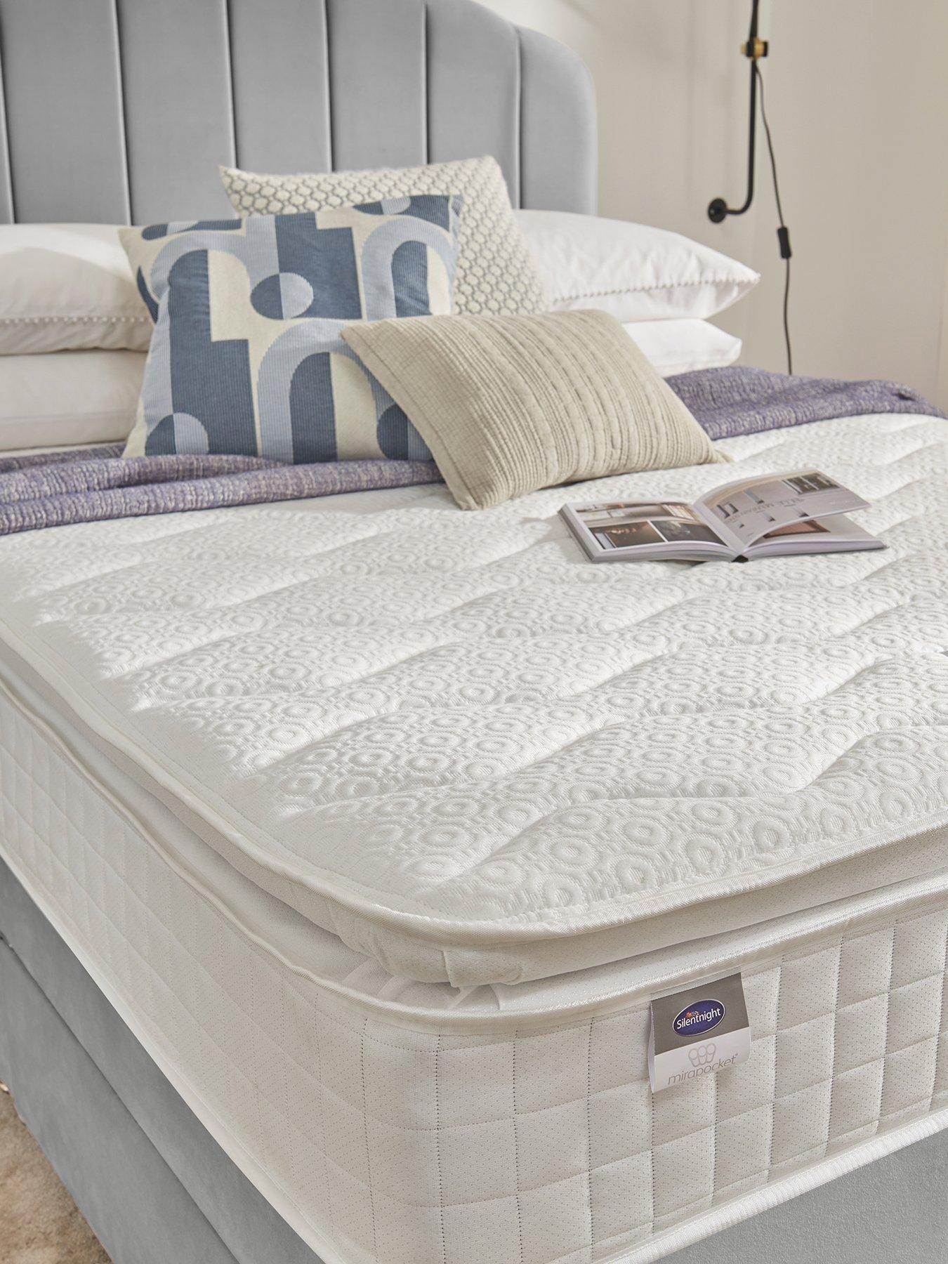  image of silentnight-ava-1000-pocket-pillowtop-eco-medium-firm-divan-bed-headboard-included-velvet