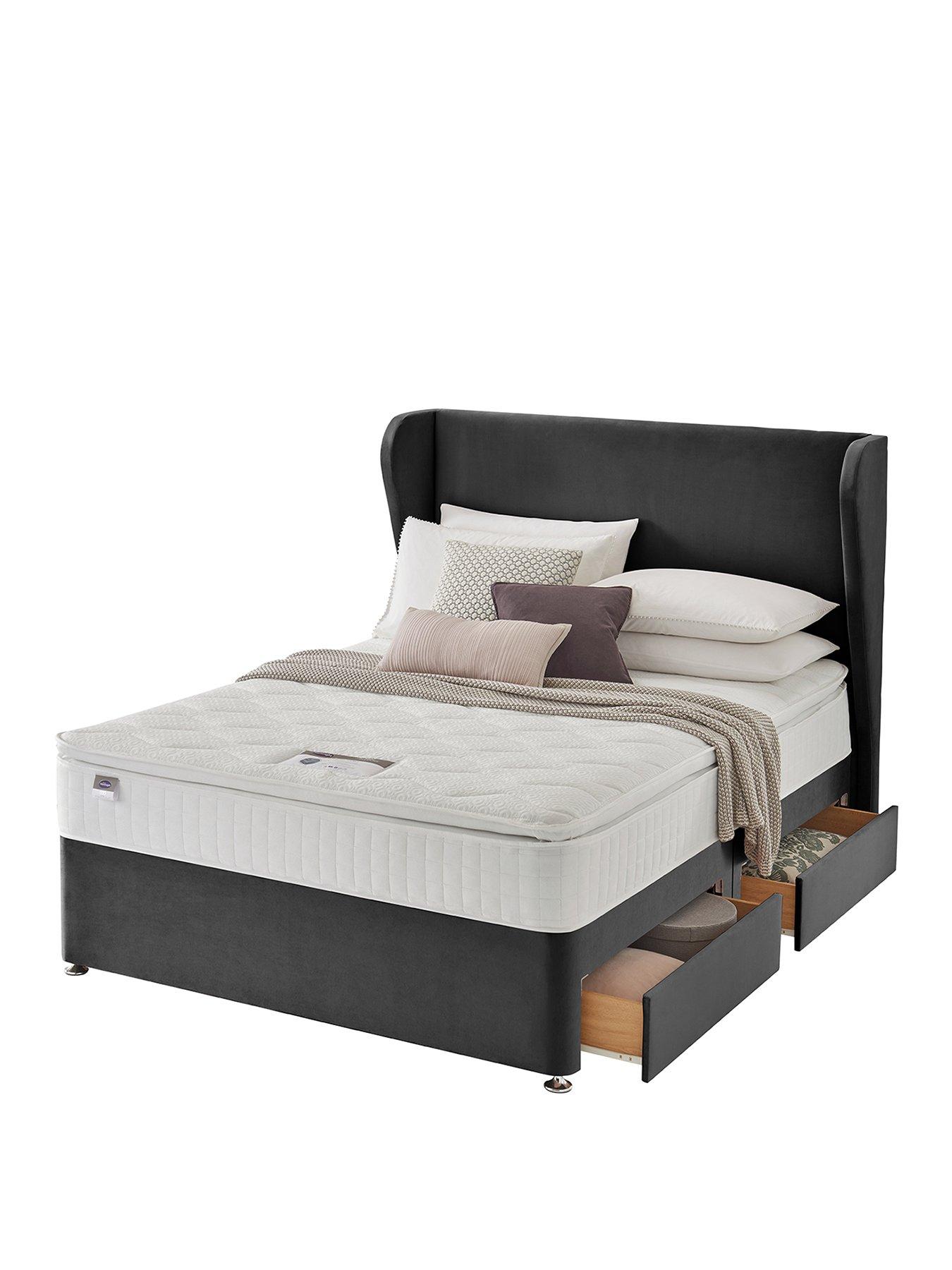 Silentnight Shea Velvet 1000 Pillowtop Divan Bed with Headboard and