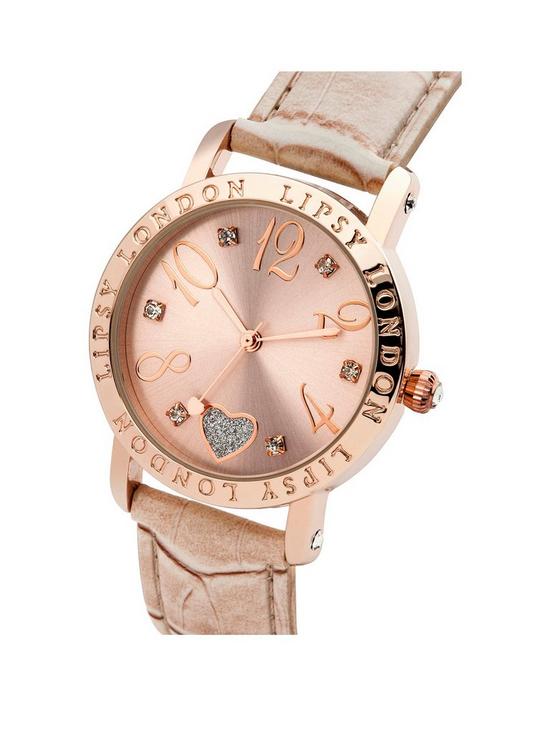 stillFront image of lipsy-heart-detail-dial-nude-strap-watch