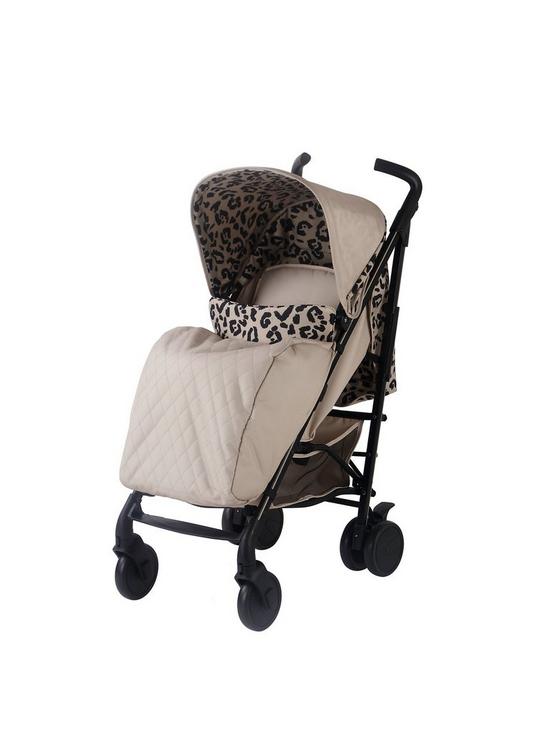 stillFront image of my-babiie-dani-dyer-fawn-leopard-lightweight-stroller