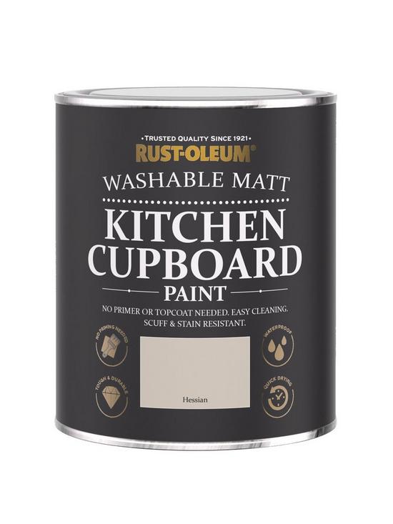 front image of rust-oleum-kitchen-cupboard-paint-hessian-750ml