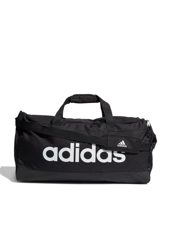 front image of adidas-linear-large-duffel-bag-black