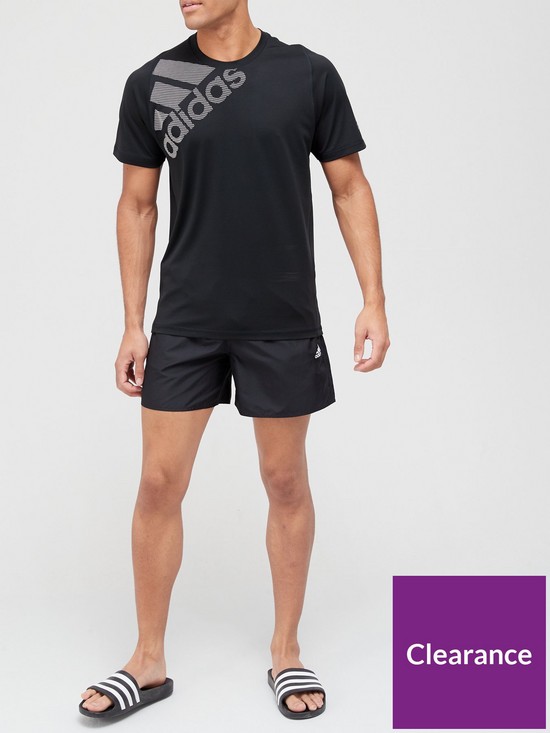 front image of adidas-solid-swim-shorts-black