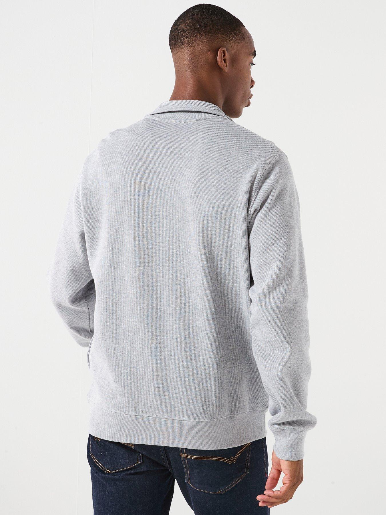Image 2 of 6 of Lacoste Fleece Quarter Zip Sweat Top - Light Grey