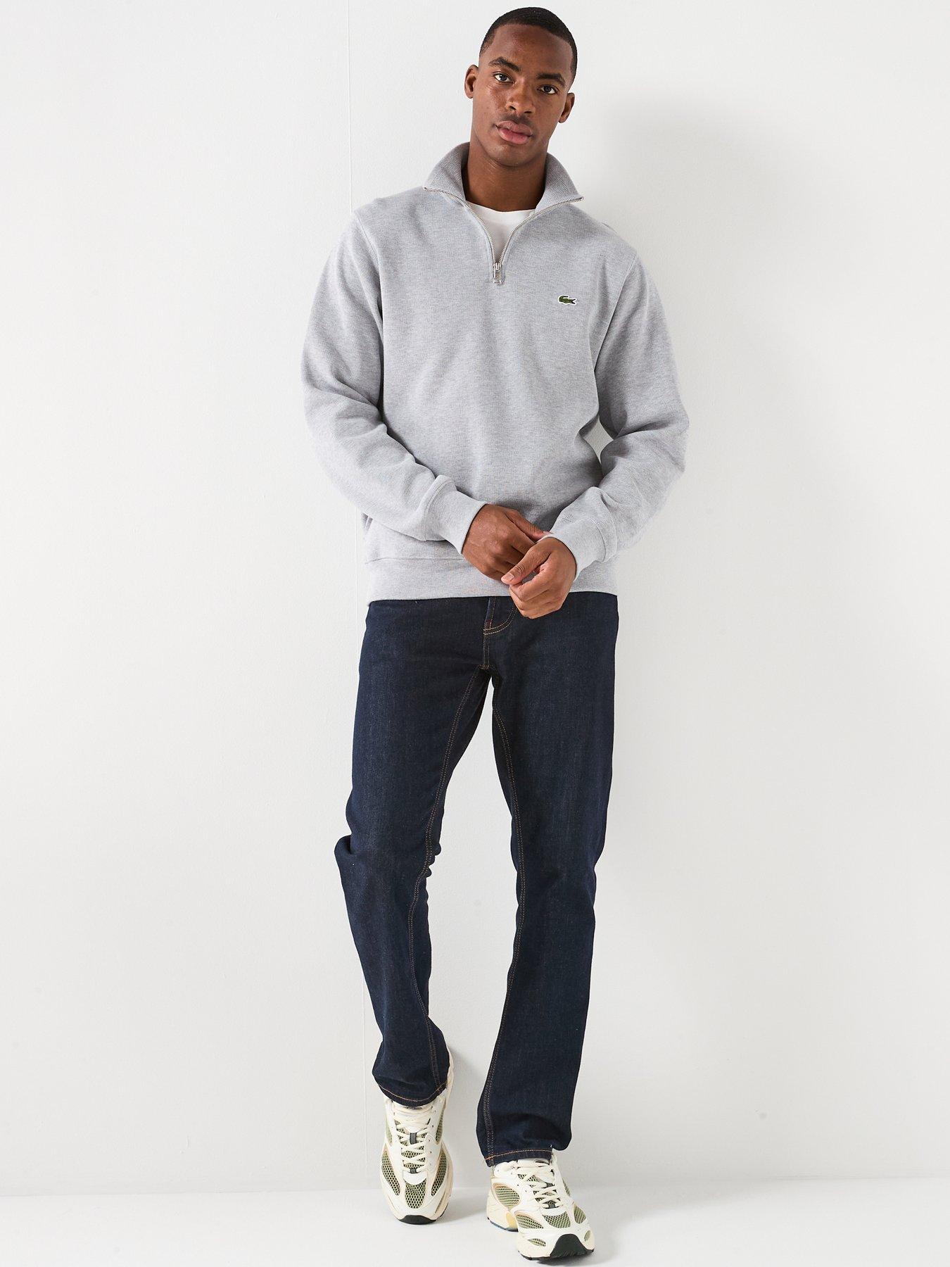 Image 3 of 6 of Lacoste Fleece Quarter Zip Sweat Top - Light Grey