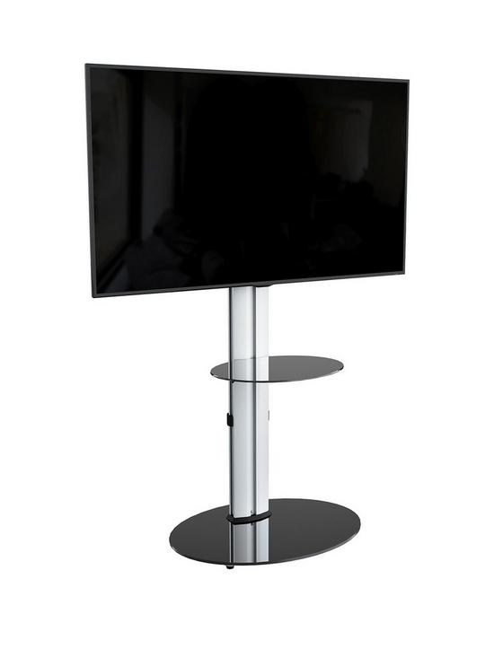 front image of avf-eno-oval-600nbsppedestal-tvnbspstand-silverblack-fits-up-to-55-inch-tv