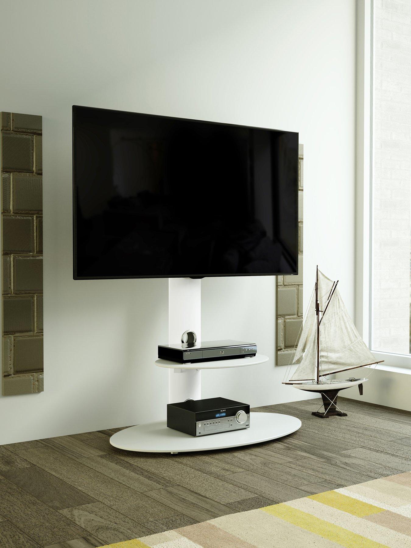 AVF Lugano Oval 800 TV Stand White fits up to 65 inch littlewoods