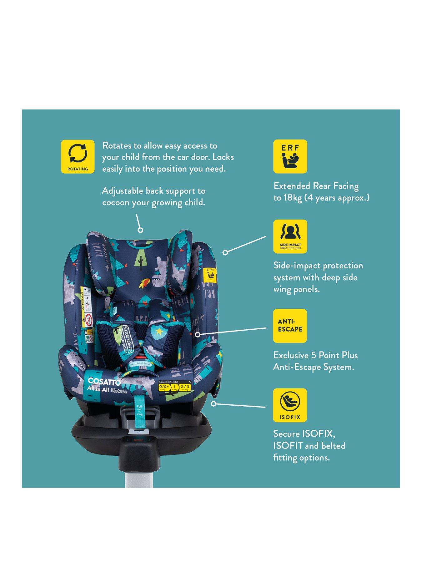 Image 2 of 7 of Cosatto All in All 360 Rotate 0+/1/2/3 ISOFIX Birth To 12 Years Car Seat - Dragon Kingdom