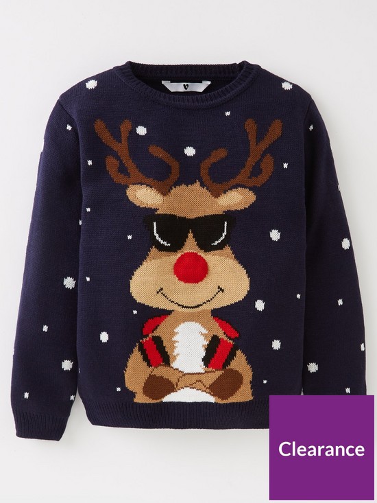 front image of v-by-very-boys-rudolph-christmas-jumper-multi