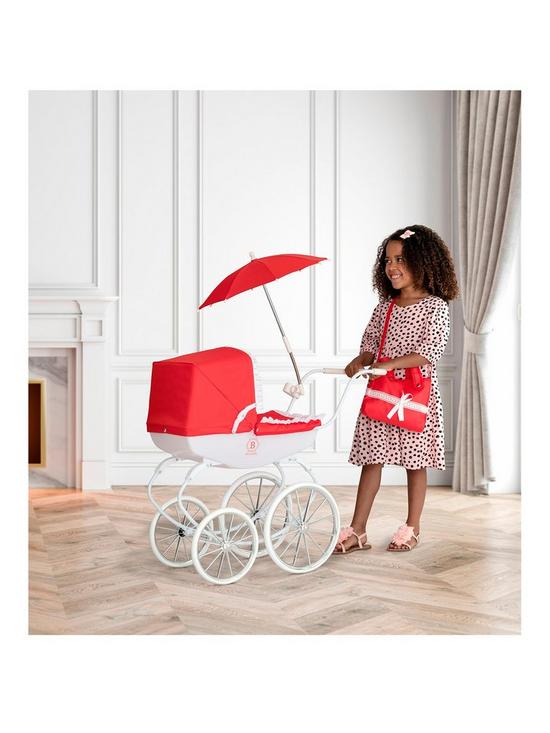 front image of carriage-doll-pram-bundle-red