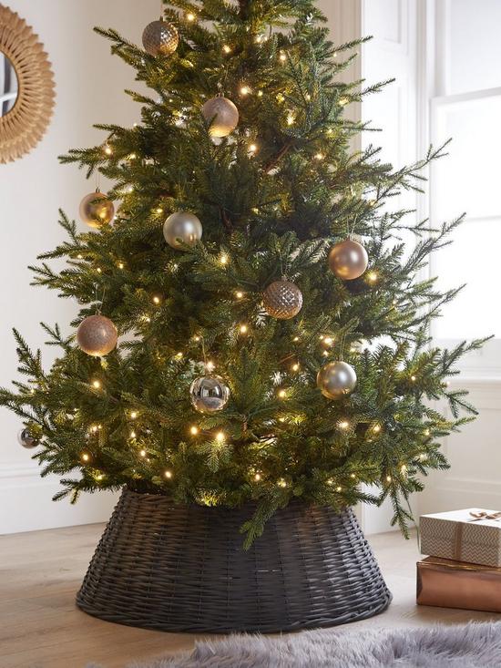 front image of festive-slate-grey-willow-tree-skirt