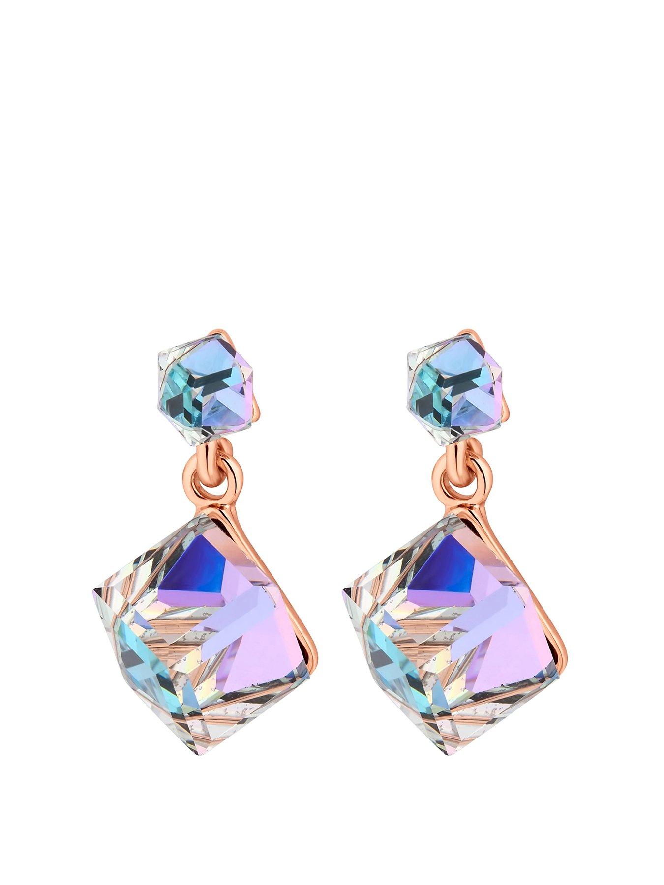 Jon Richard Crystal Cube Drop Earrings