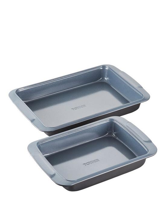 front image of tower-cerasure-2-piece-roasting-tray-set